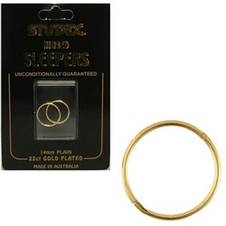 Medium Plain Sleepers - 14mm - 22ct Gold Plated